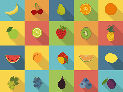 Fruitful flat flat design fruit fruits icons