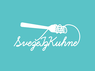 SvežeIzKuhne Logo blue cooking flat food fork lettering logo pasta script spaghetti