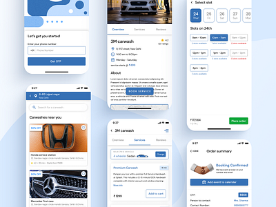 Online carwash booking app aggregator app bike branding car care carwash marketplace ui ux vehicle wash zomato