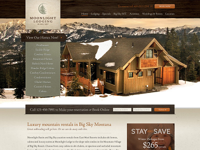 Moonlight Basin - THROWBACK cabin homepage lodge mountains rustic snow texture