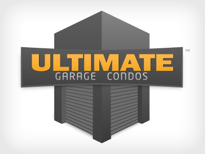 Logo - Ultimate Garage Condos condo construction garage grey identity logo masculine perspective storage ultimate yellow