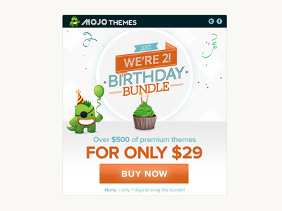 Mojo Themes Birthday Bundle Newsletter advertising bundle deals design email marketing web