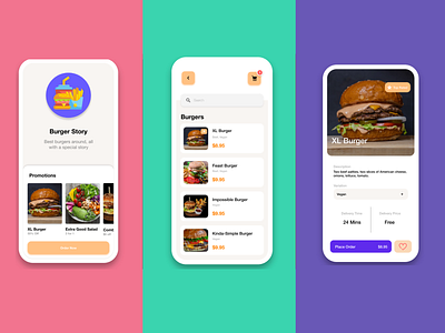 Burger Story | Food Delivery App app branding burger business delivery design food mobile mobile ui store ui ux