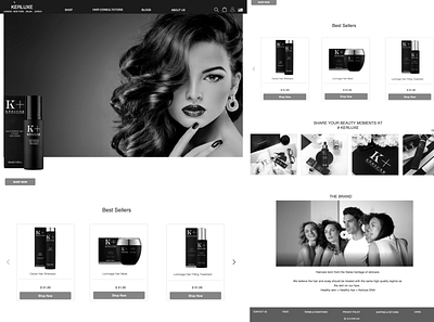 Beauty beauty products grayscale landing page ux ui wireframe