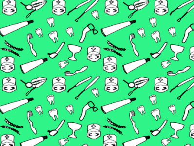 паттерн стоматологии на зеленом фоне braces brush for cleaning teeth dentist illustration illustrator pattern dentistry print for a poster for dentistry teeth toothpaste