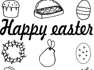 easter willow, easter digital vector illustration, easter cake,