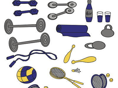 sports pattern, tennis rackets,tennis balls,badminton rackets