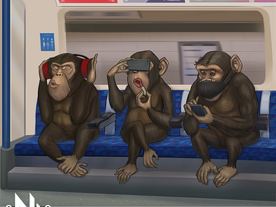 Speak No Evil covid19 digital facemask london londonunderground monkeys quarantine train tube wise