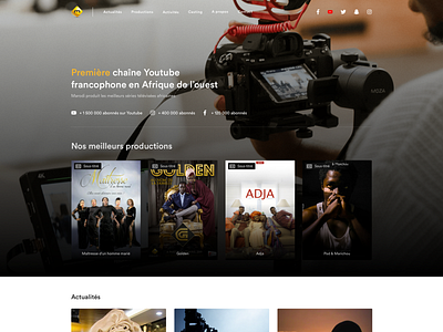 Marodi Corp africa black cinema corporate design dakar dark dark ui movies senegal streaming ui ux uxui webdesign website website design yellow