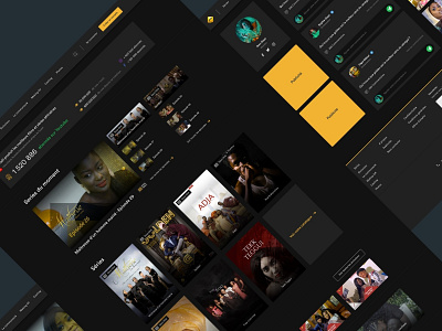 Marodi tv new look africa black cinema dakar dark dark ui senegal streaming ui ux uxui vod webdesign website website design yellow