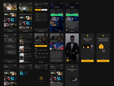 iOS version of Marodi app africa cinema dakar dark movies senegal streaming ui ux yellow