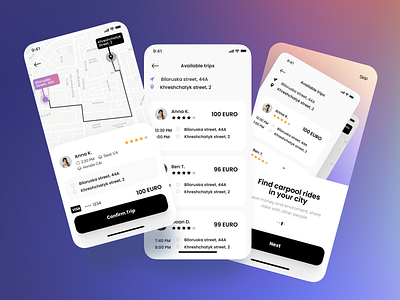 Carpool taxi design app, car share