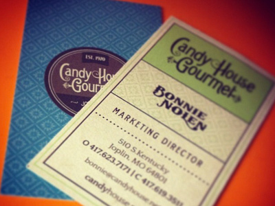 Candy House Gourmet business cards candy chocolate joplin missouri route 66