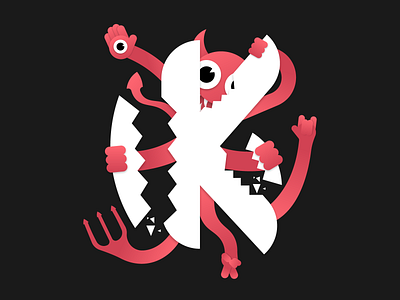 Devil's K design illustration typography vector