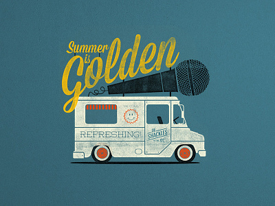 Summer is Golden fun golden music summer truck typography