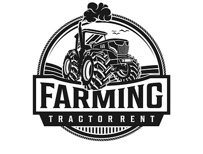 Farming tractor rent vintage logo simple minimalist black car design emblem farm farmer farming heavy equipment illustration industrial logo plows seed tractor transportation vector vehicle