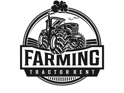 Farming tractor rent vintage logo simple minimalist