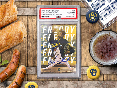 Freddy Peralta | Baseball Card Design adobe baseball baseball card baseball design brewers concept design freddy peralta milwaukee brewers mlb mockup photoshop print design product design product mockup sports sports card sports design