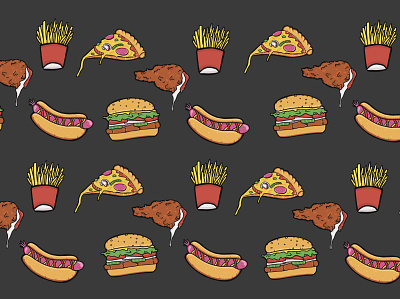 Junk Food Repeat Pattern design digital illustration illustration illustrator ipadpro procreate procreate art repeat pattern