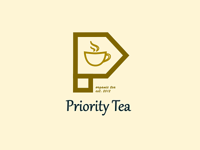 Priority tea logo design ( p letter logo )