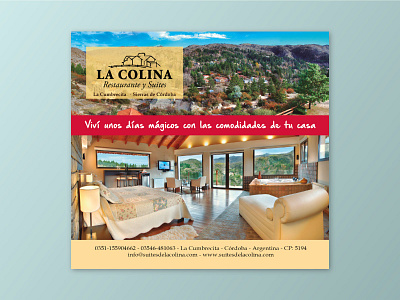 Magazine advertising. La Colina Restaurant and Suites argentina cordoba design publicity design