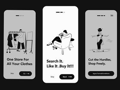 E commerce app- welcome screens app design e commerce ui graphic design interaction design mobile app mobile app design ternding uiux website design