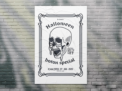 Halloween Poster botox graphicdesign graphicdesigner halloween halloweenflyer humor illustration mockup poster poster design print printdesign skeleton skulls