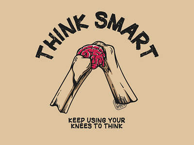 Think Smart - Brain design graphic design illustration logo retro skull vector vintage