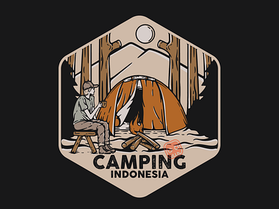 Camping camp camping mount mountain retro vintage