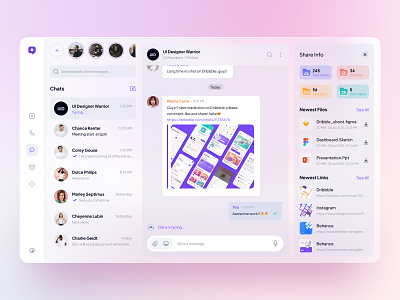 #Exploration UI Messanger. Light Theme app chat chat app clean clean design dashboard design glassmorphism glassy illustration light minimal social media ui uiux