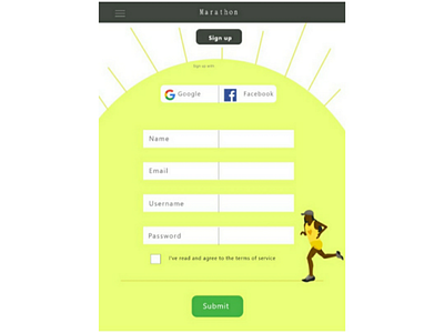 Marathon fitness app ui sign up page design