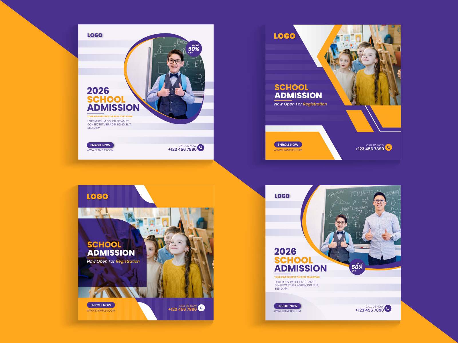 School Admission Social Media And Instagram Post Banner Template by ...