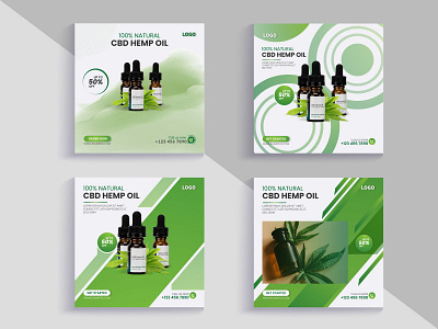 Hemp oil social media post banner template