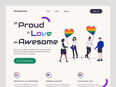 Landing page | Pride Month hero landing pride typography ui