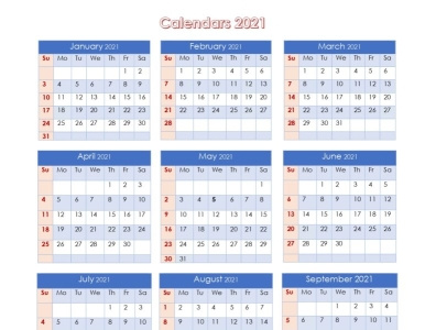 Printable 2021 Calendar One Page by Printable Calendar 2021 on Dribbble