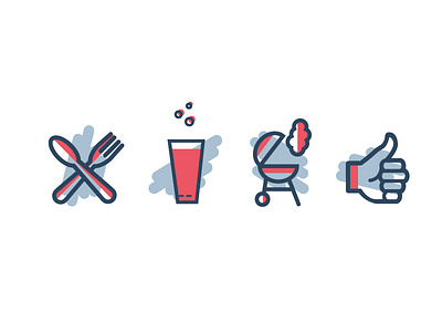 Feed me bbq drinks food fork icons knife thumbs up