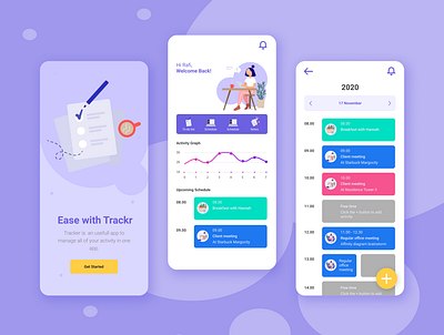 Trackr UI Design app design minimal ui