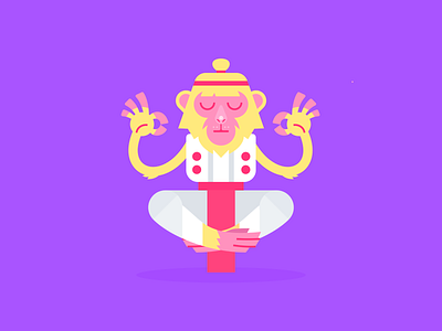 Monke ape cartoon character design illustration meditation monkey shaolin yoga