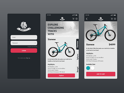 Roar Bikes App Design