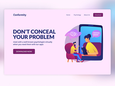 Conformity App - Meet Psychologist Virtually design figma indonesia landing page ui webdesign