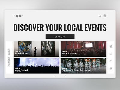 Hopper - Local Events Finder design figma indonesia landing page ui webdesign white space