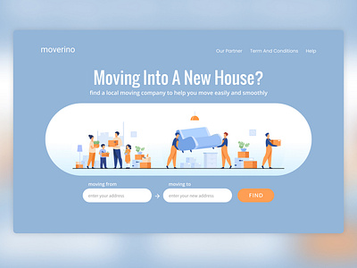Moverino - Local Moving Company Finder clean ui design figma indonesia landing page minimalist ui webdesign