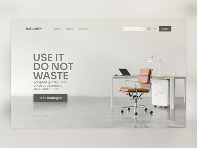 Valuable - Sells Used Office Equipment design figma furniture indonesia landing page minimalist ui webdesign