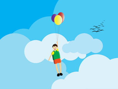 Meet The Sky animate balloon cartoon design designer fly graphic design happy illustration kids