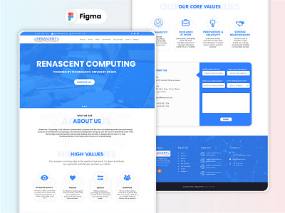 Renascent Computing Website Mockup branding clean design minimal typography ui vector web website design