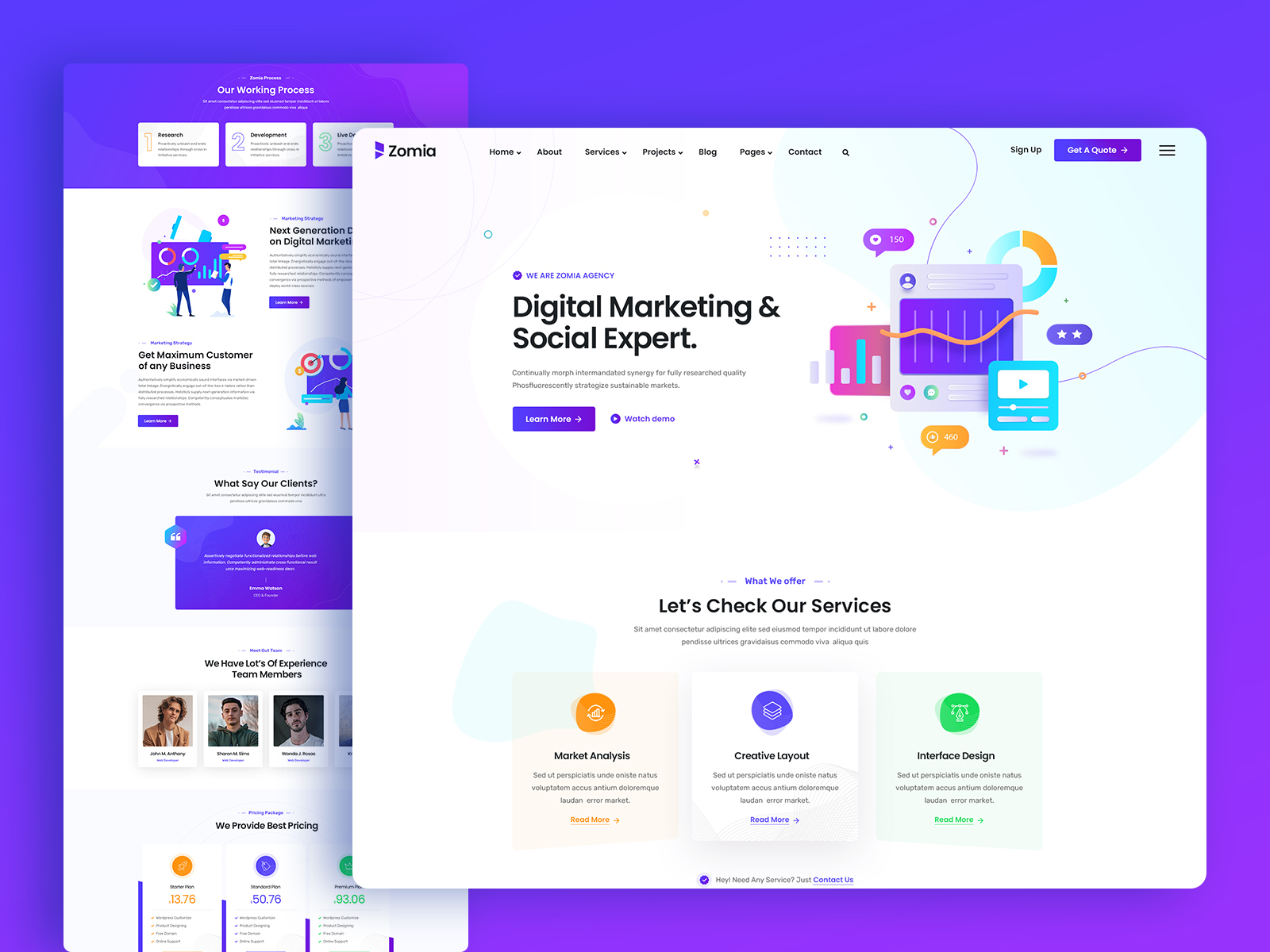 Zomia - Digital Marketing Website Design by Creative Noor on Dribbble