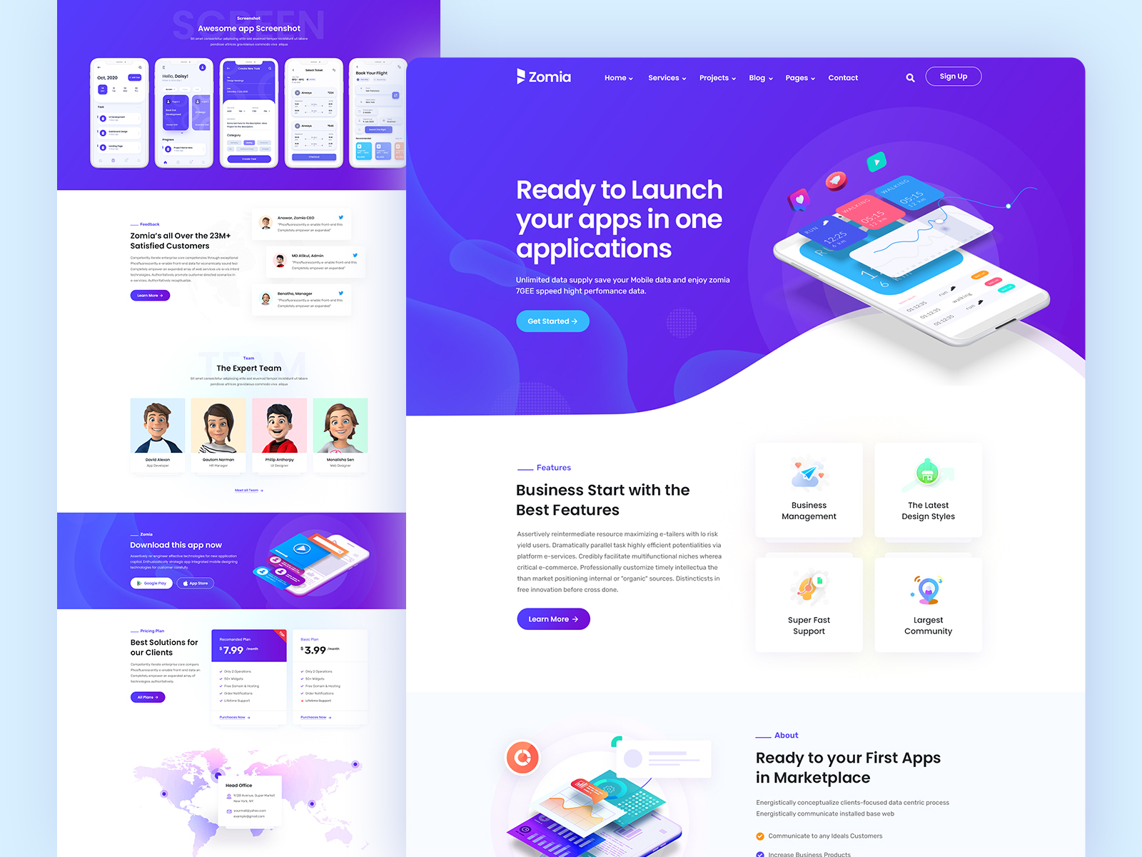 Zomia - App Showcase Landing Page by Creative Noor on Dribbble