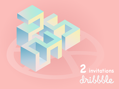 Scored 2 invitations from Dribbble. draft dribbble giveaway hello invitation invite invites isometric number