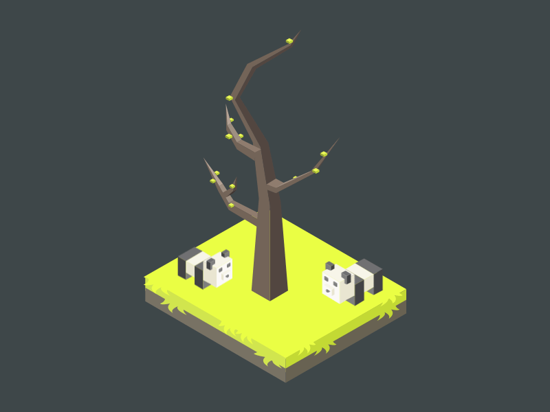 Panda Tree 3d animal animation bear gif graphic illustration isometric motion panda tree