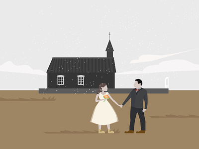 Honeymoon church honeymoon iceland illustration travel ui wedding